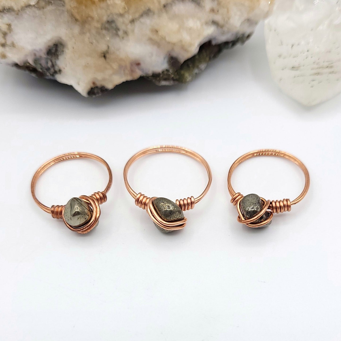 pyrite ring in copper wire