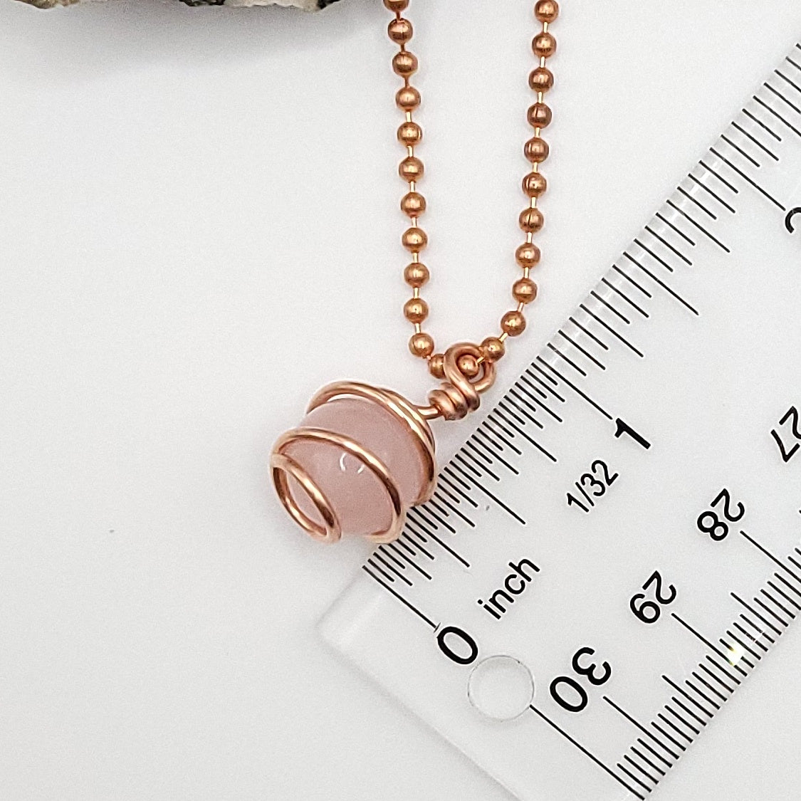 Rose Quartz Sphere Crystal Necklace in Copper