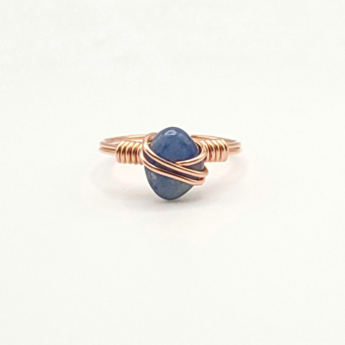 Blue Kyanite Ring, Copper Wire Wrapped Ring