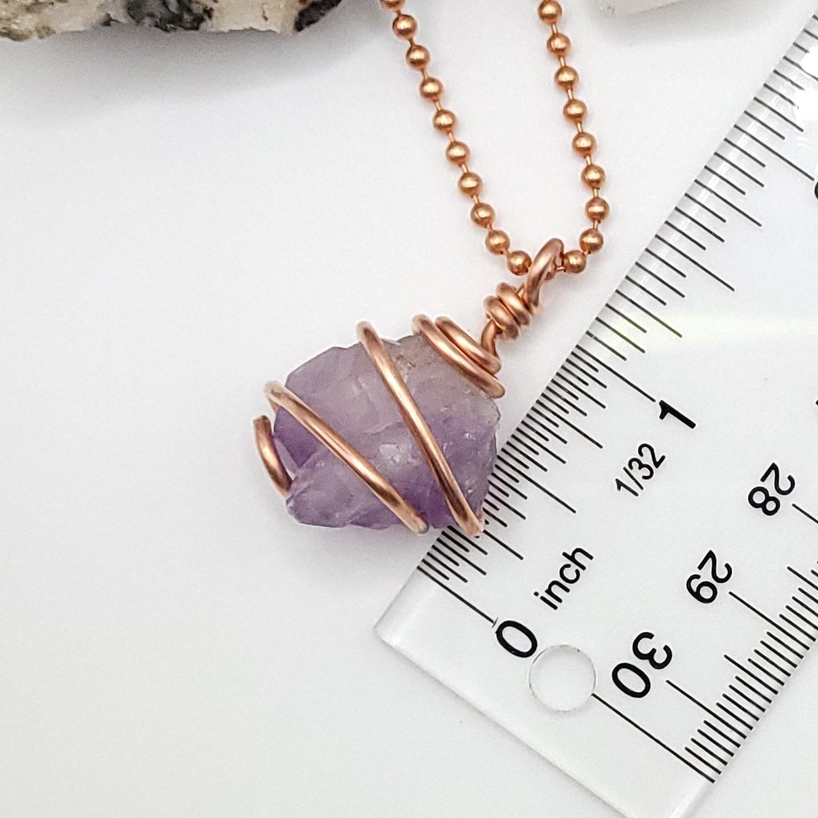 Raw Amethyst Crystal Necklace in Copper