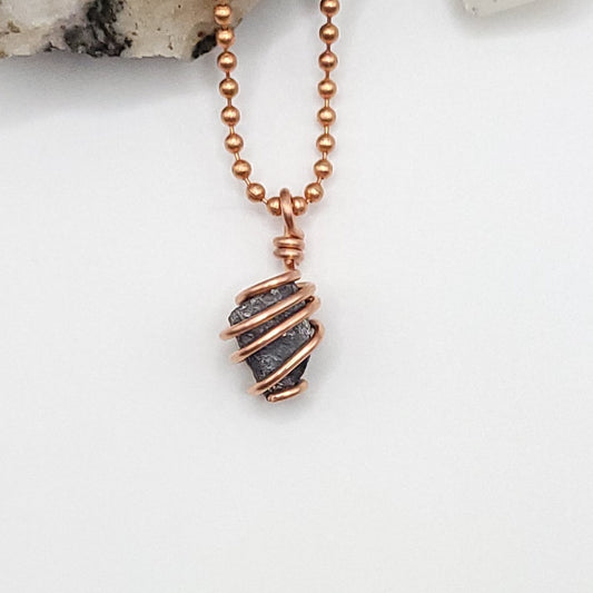 Raw Galena Crystal Necklace in Copper