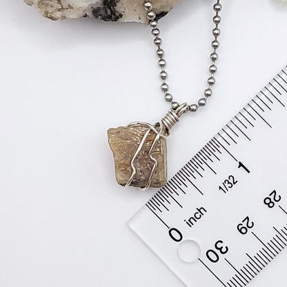 Yellow Kyanite Crystal Necklace in Silver Wire