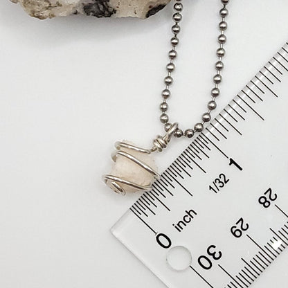 Raw Petalite Crystal Necklace in Silver Wire