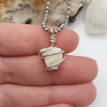 Raw Petalite Crystal Necklace in Silver Wire