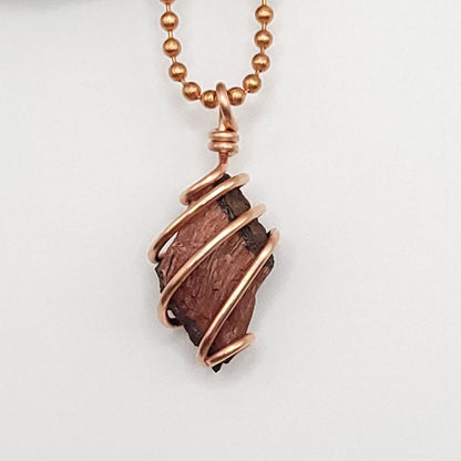 Raw Red Tiger's Eye Crystal Necklace in Copper