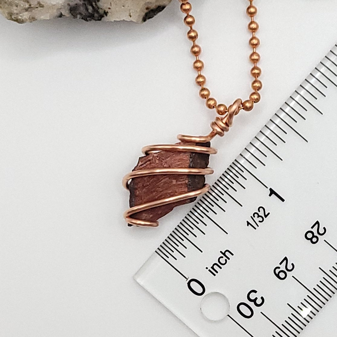 Raw Red Tiger's Eye Crystal Necklace in Copper