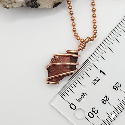 Raw Red Tiger's Eye Crystal Necklace in Copper