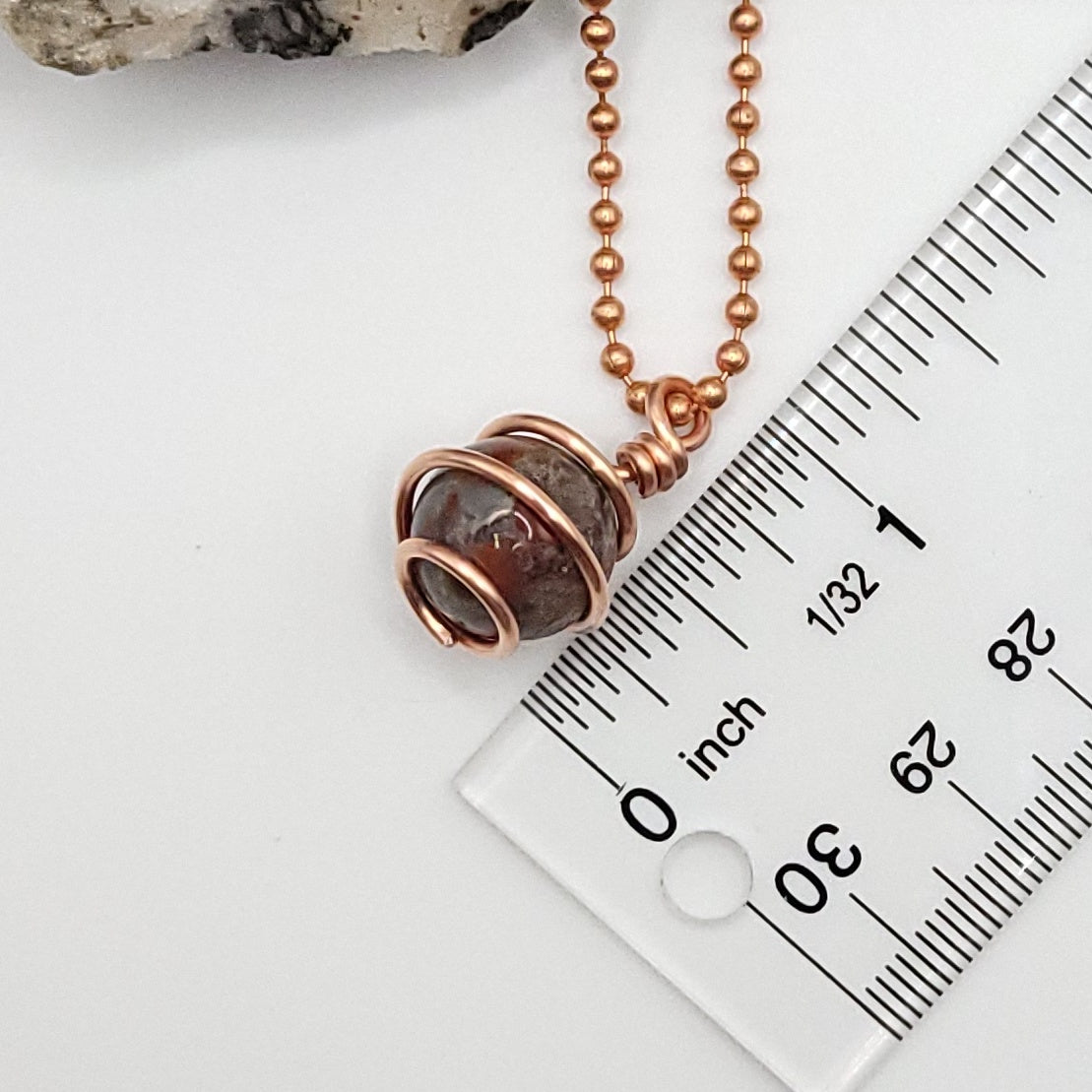 African Bloodstone Sphere Crystal Necklace in Copper