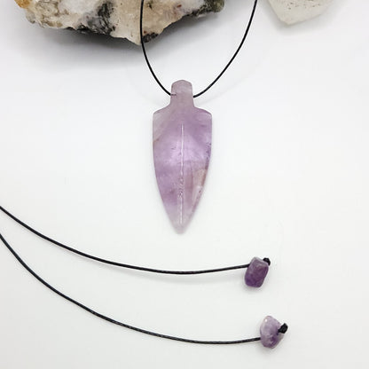 Adjustable Amethyst Crystal Arrowhead Necklace