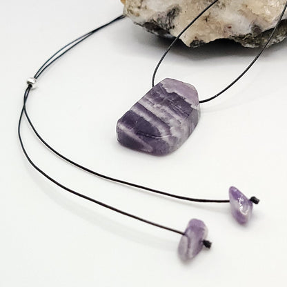 Adjustable Chevron Amethyst Crystal Necklace