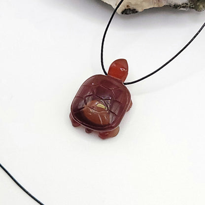 Adjustable Carnelian Crystal Turtle Necklace