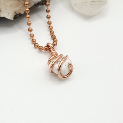 Howlite Crystal Necklace in Copper Wire