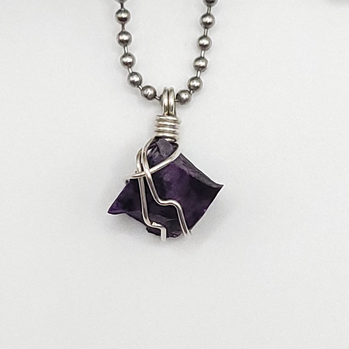 Raw Sugilite Crystal Necklace in Silver