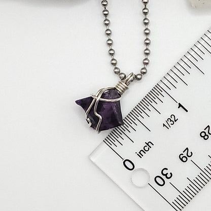 Raw Sugilite Crystal Necklace in Silver