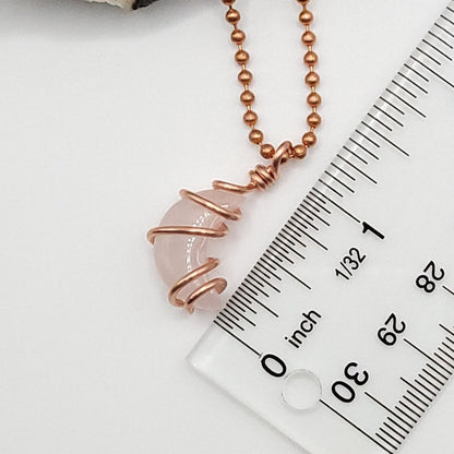 Rose Quartz Moon Crystal Necklace in Copper