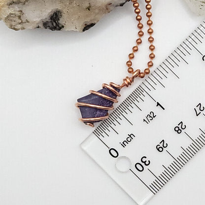 Raw Sugilite Crystal Necklace in Copper