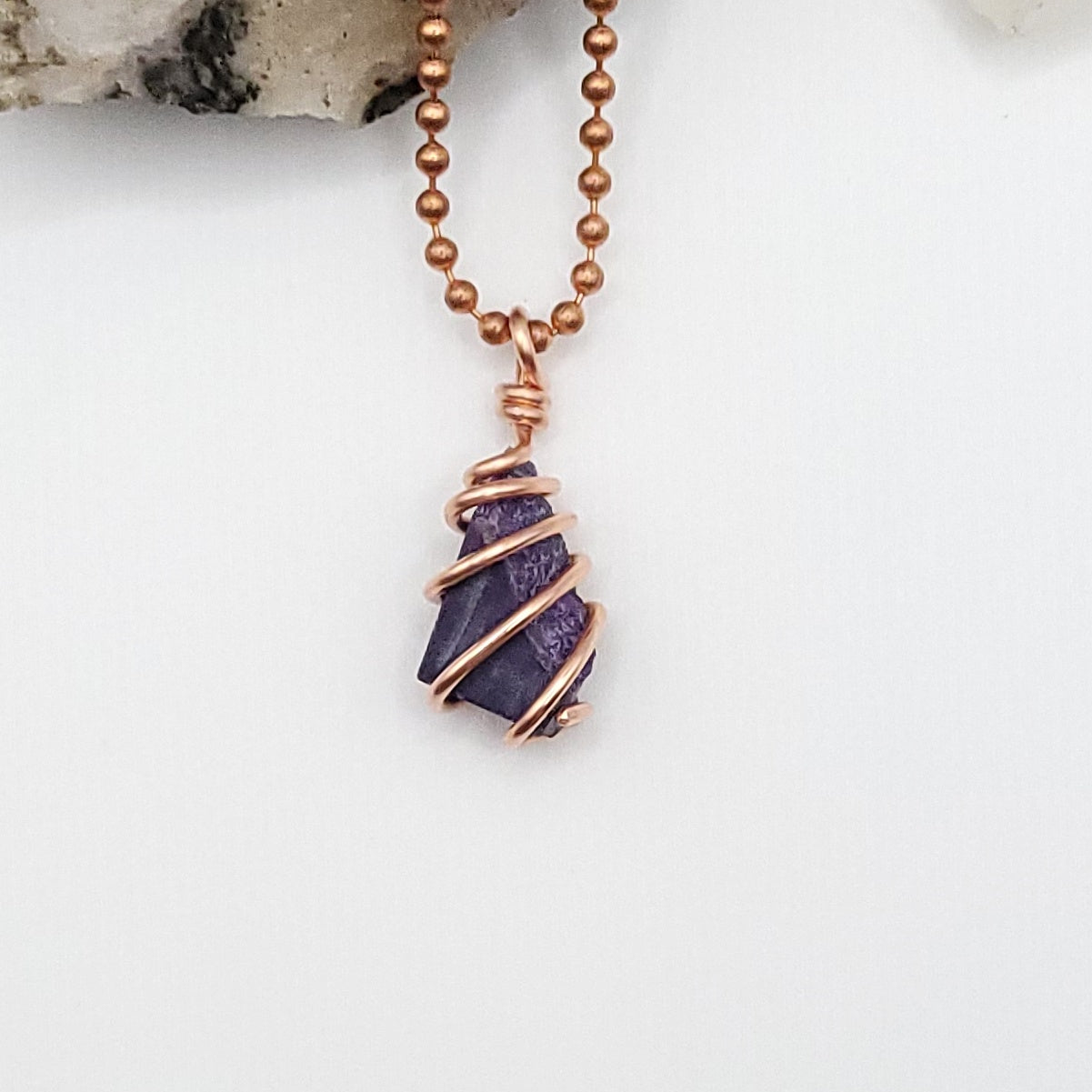 Raw Sugilite Crystal Necklace in Copper