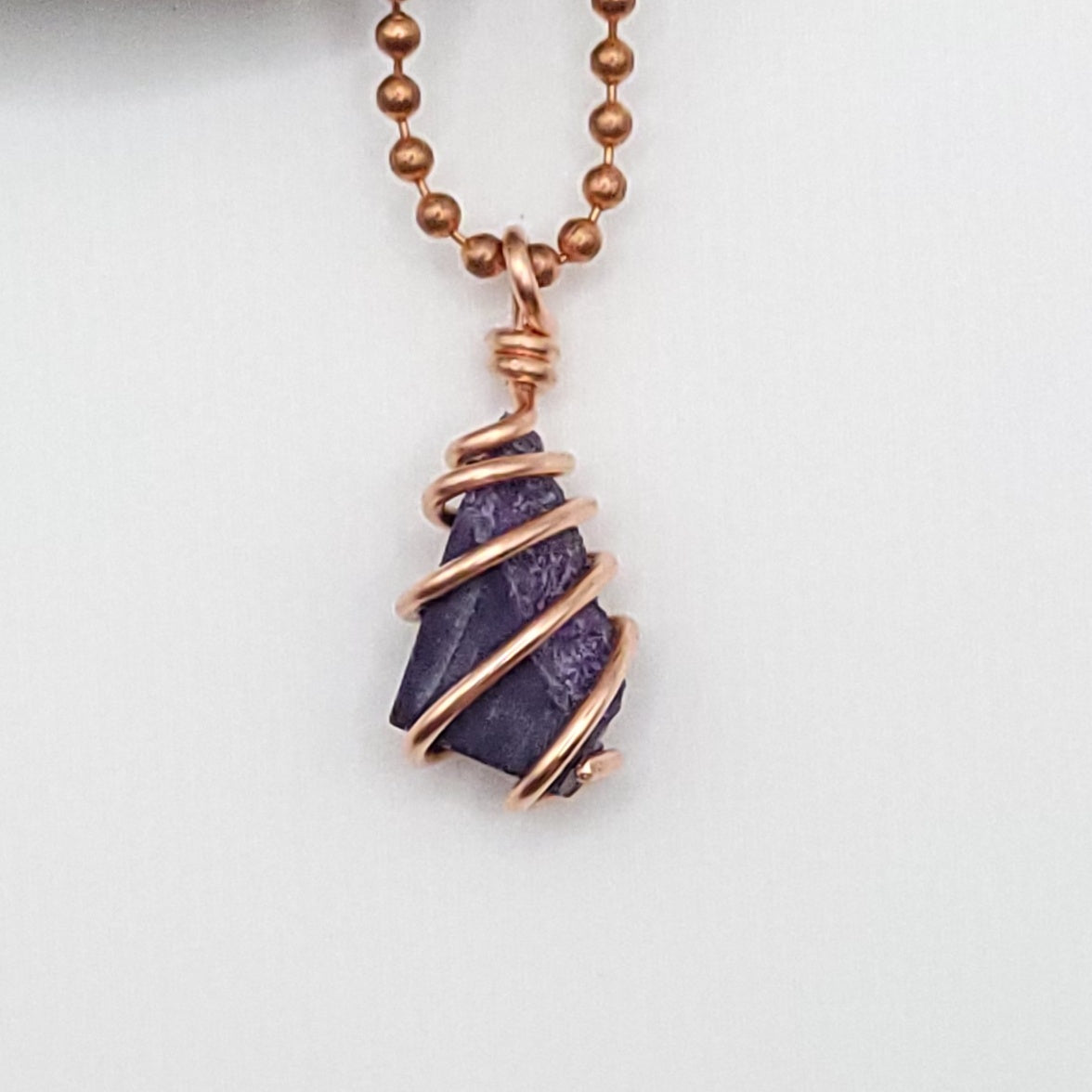 Raw Sugilite Crystal Necklace in Copper