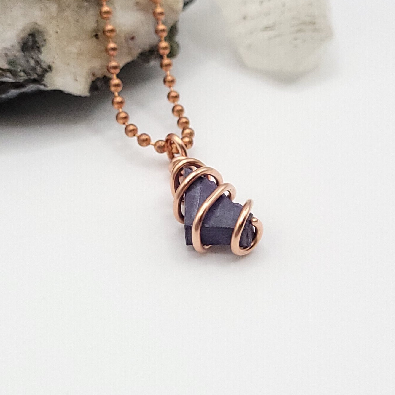 Raw Sugilite Crystal Necklace in Copper