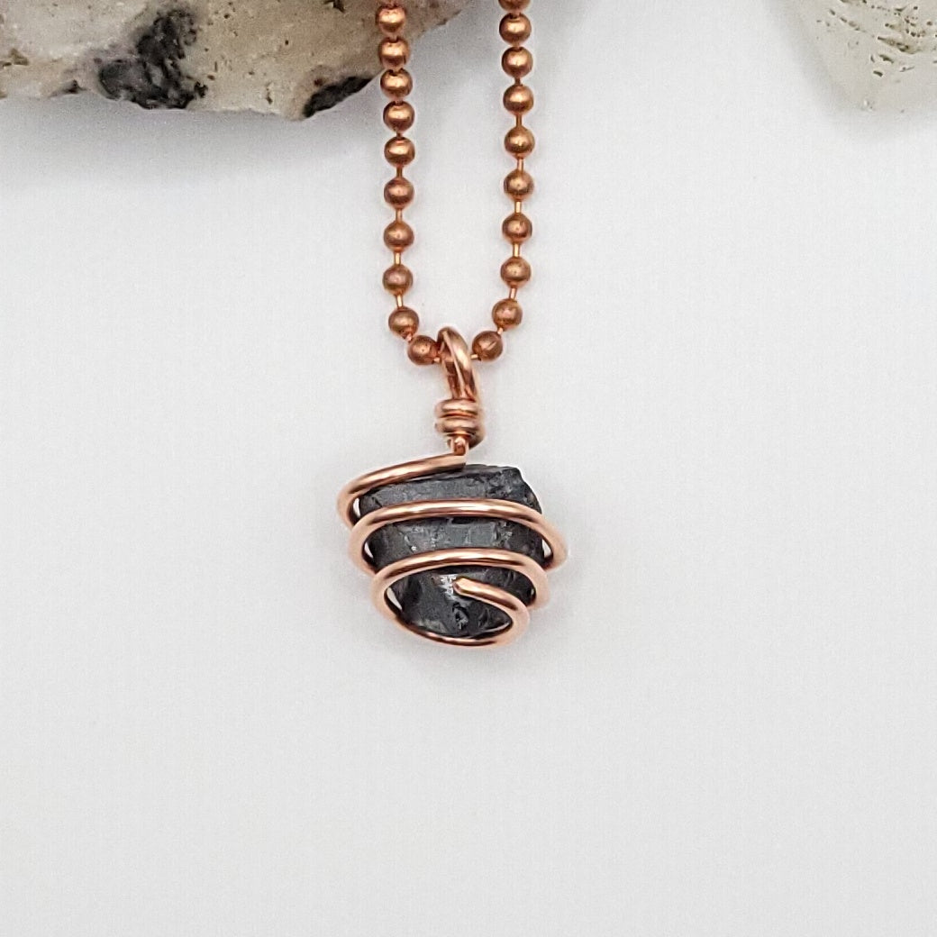 Raw Magnetite Crystal Necklace in Copper