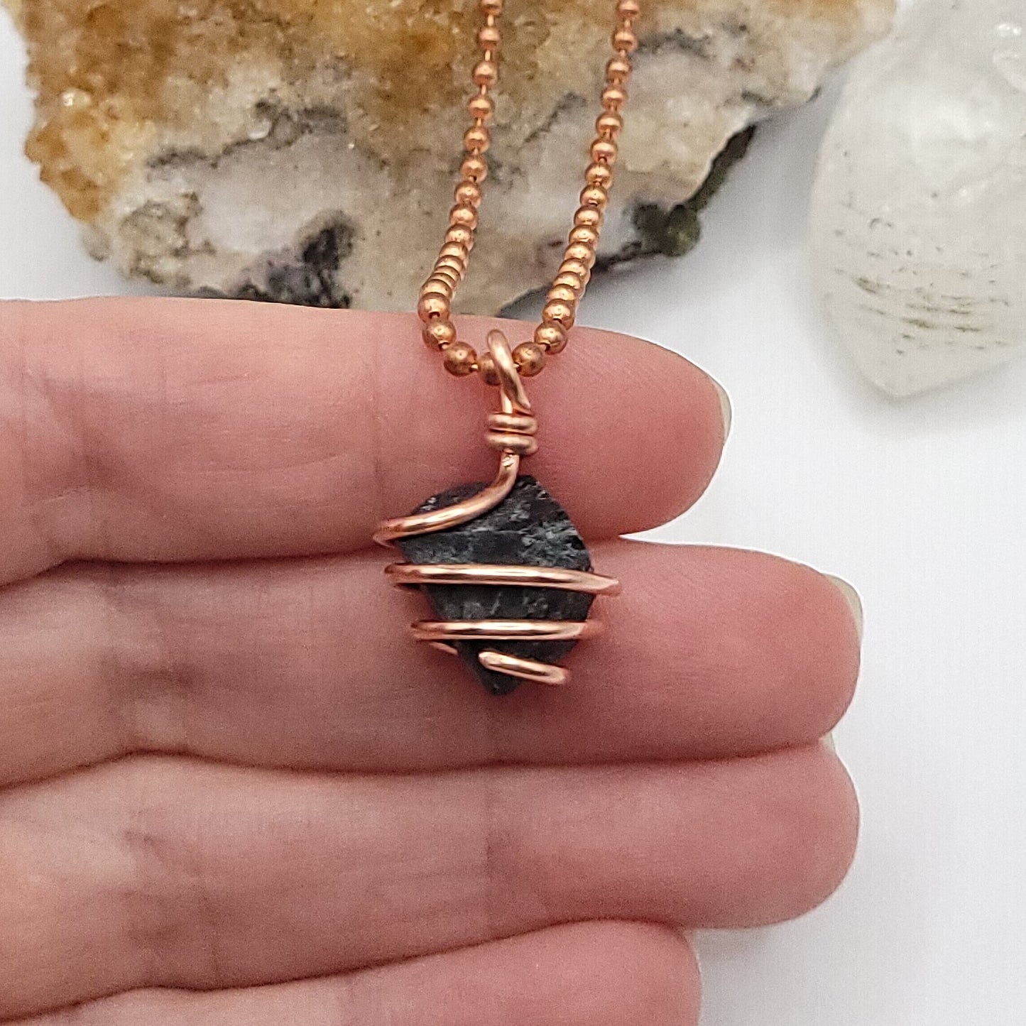 Raw Magnetite Crystal Necklace in Copper