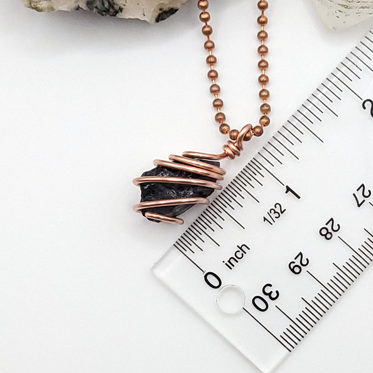 Raw Black Tourmaline Crystal Necklace in Copper