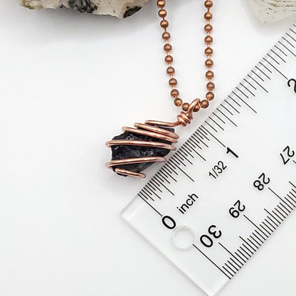 Raw Black Tourmaline Crystal Necklace in Copper