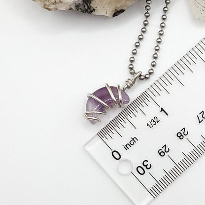 Amethyst Moon Crystal Necklace in Silver