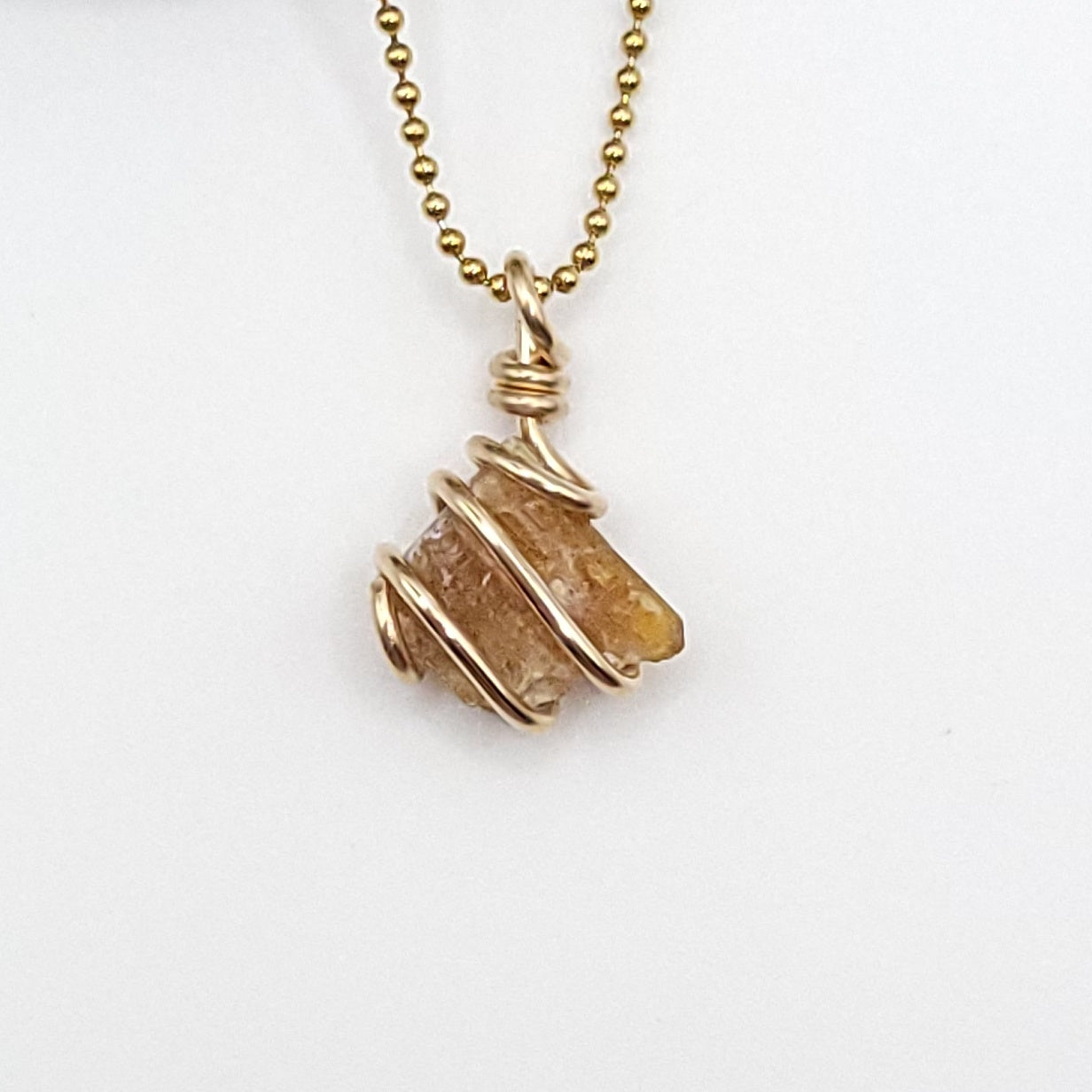 Raw Orange Kyanite Crystal Necklace in Gold