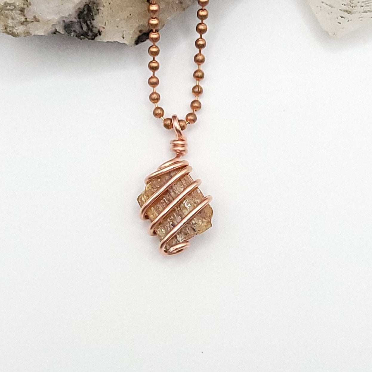 Raw Orange Kyanite Crystal Necklace in Copper