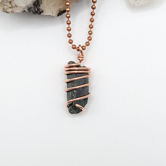 Raw Diopside Crystal Necklace in Copper