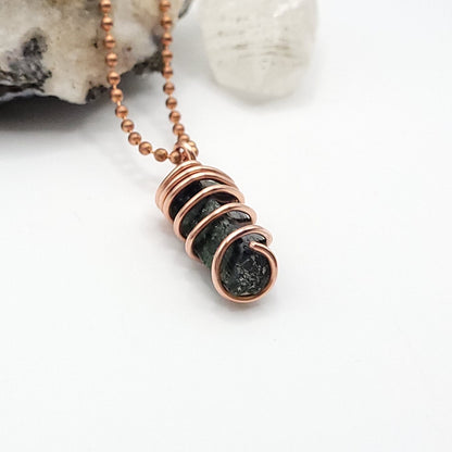 Raw Diopside Crystal Necklace in Copper