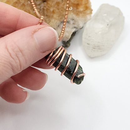 Raw Diopside Crystal Necklace in Copper