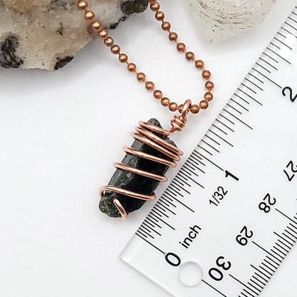 Raw Diopside Crystal Necklace in Copper