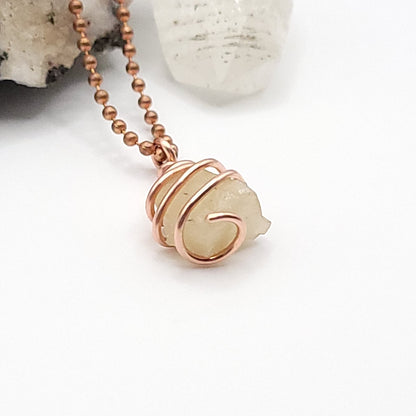 Raw Libyan Desert Glass Crystal Necklace in Copper