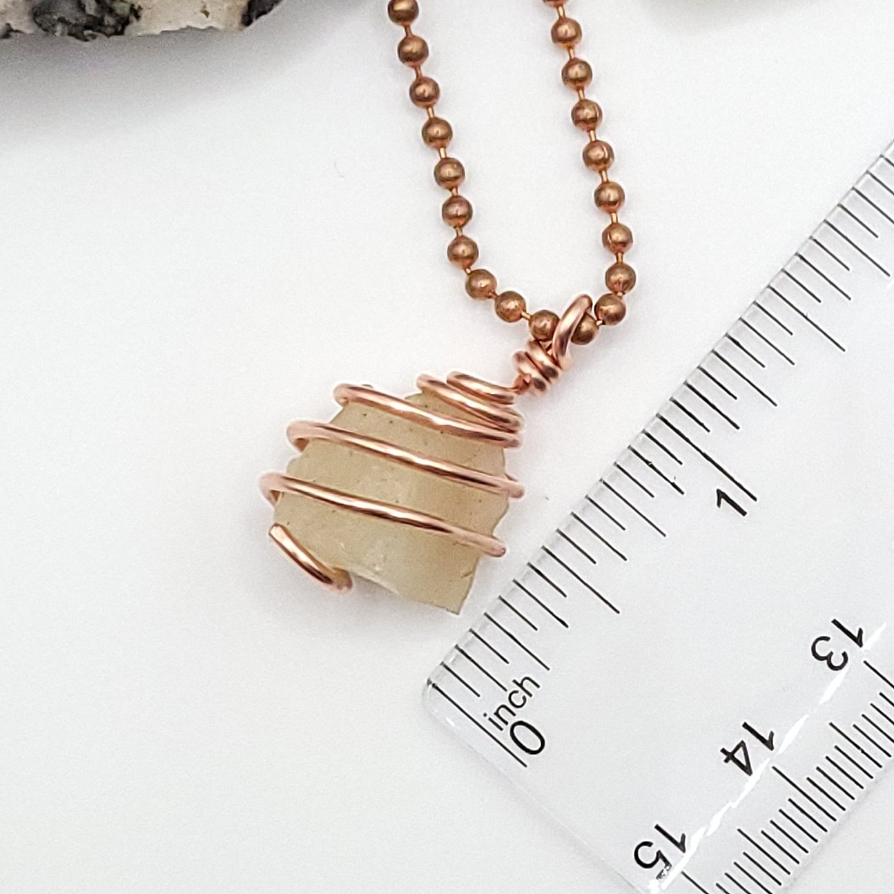 Raw Libyan Desert Glass Crystal Necklace in Copper