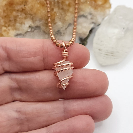 Raw Phenakite Crystal Necklace in Copper