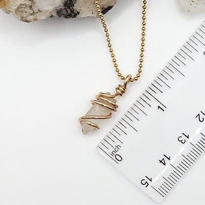 Raw Phenakite Crystal Necklace in Gold