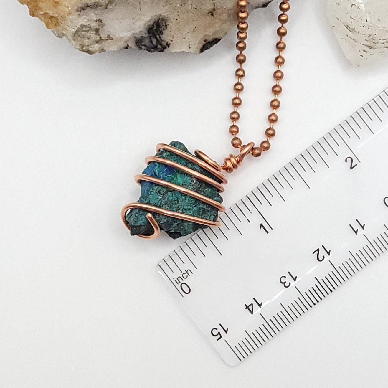 Raw Shattuckite Crystal Necklace in Copper
