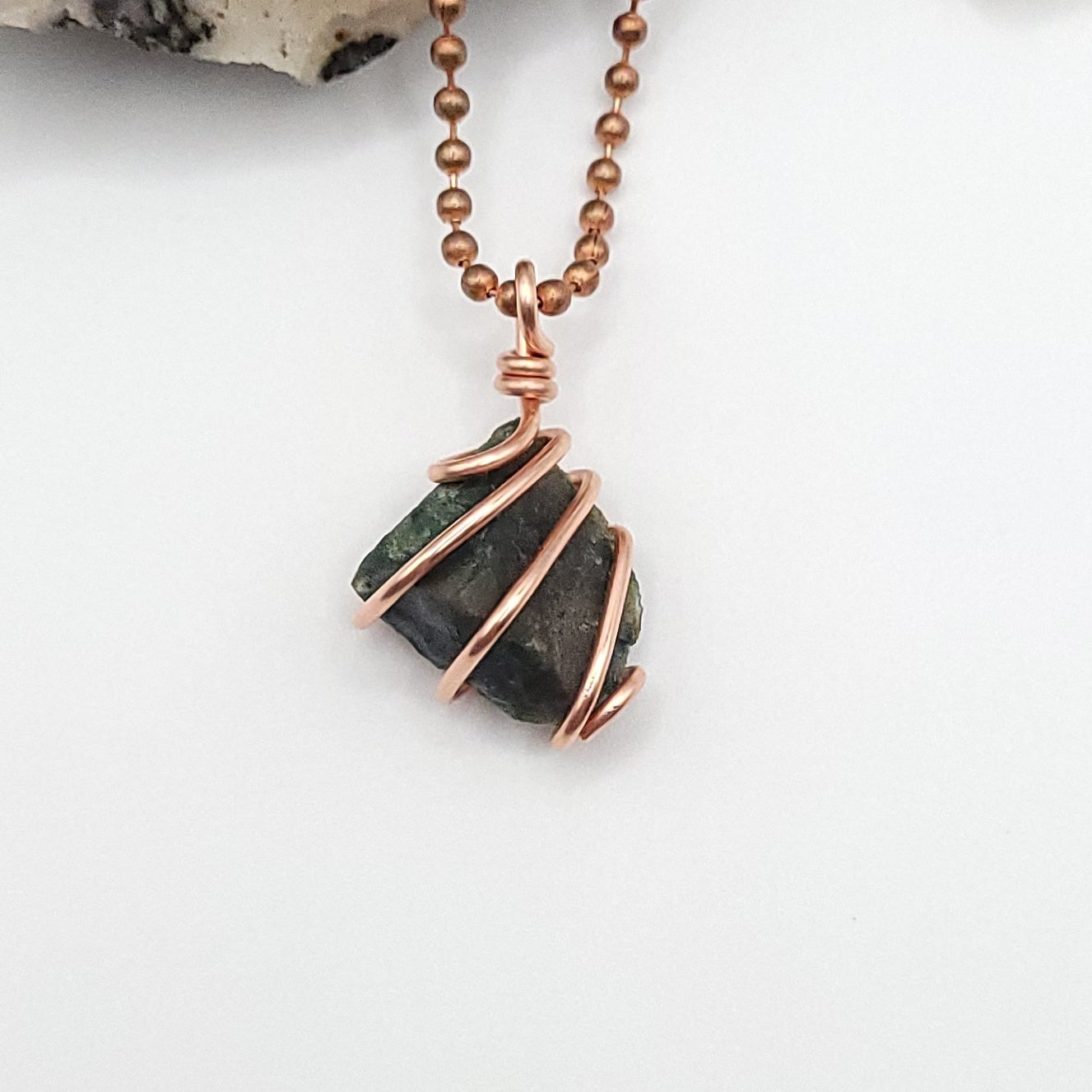 Raw Bloodstone Crystal Necklace in Copper Wire