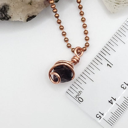 Raw Garnet Crystal Necklace in Copper Wire