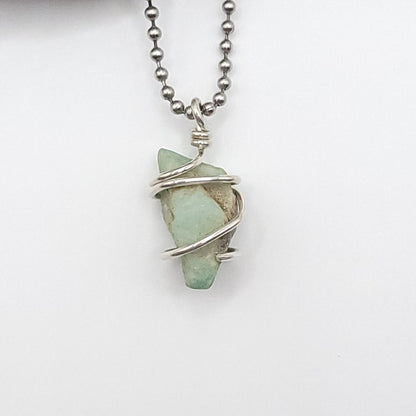 Emerald Crystal Necklace in Silver Wire