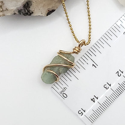 Emerald Crystal Necklace in Gold Wire