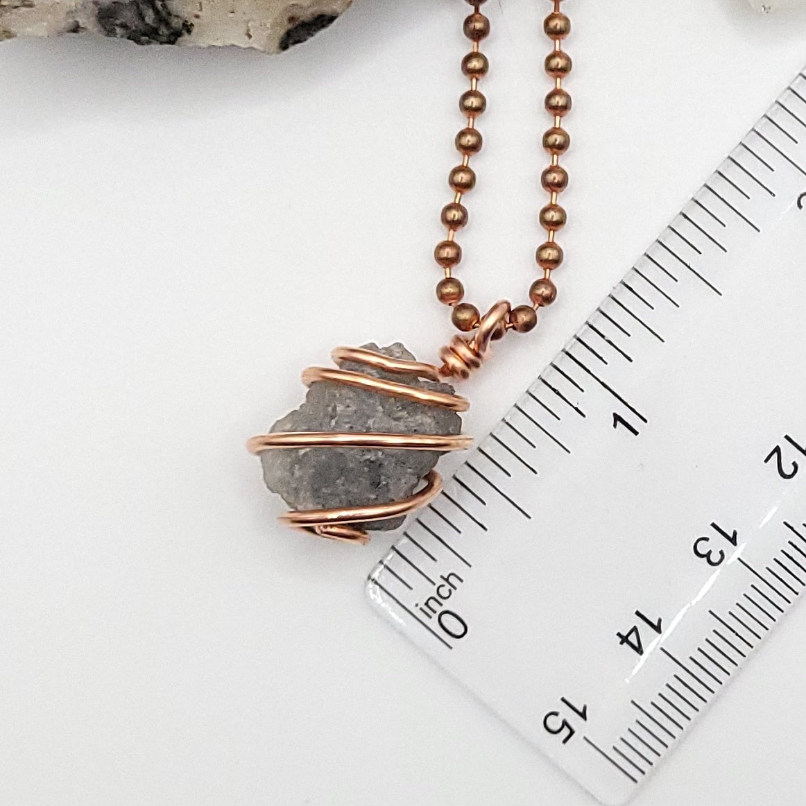 Raw Lazulite Crystal Necklace in Copper measurement 1 inch