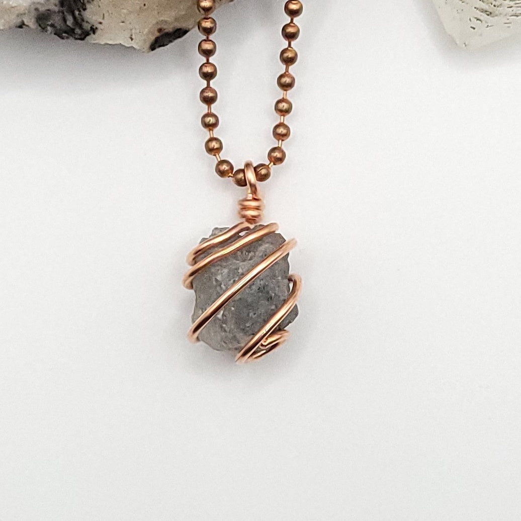 Raw Lazulite Crystal Necklace in Copper