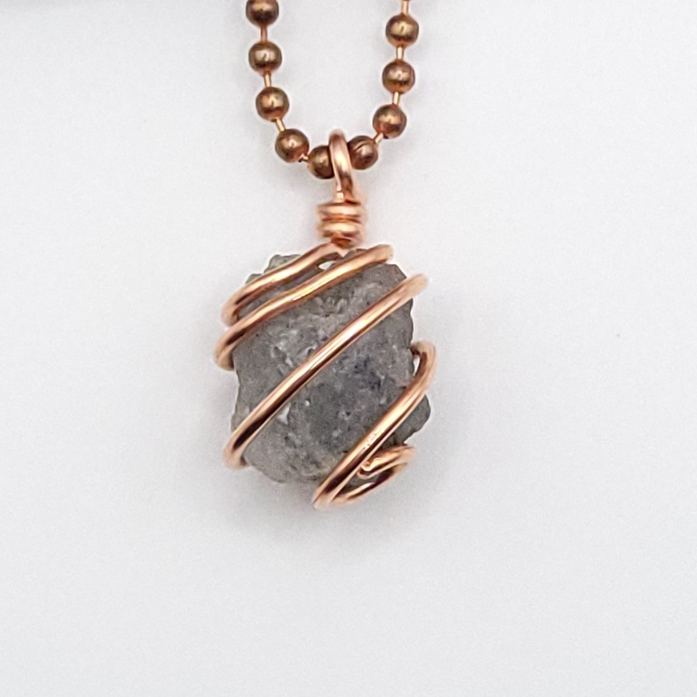 Raw Lazulite Crystal Necklace in Copper close up