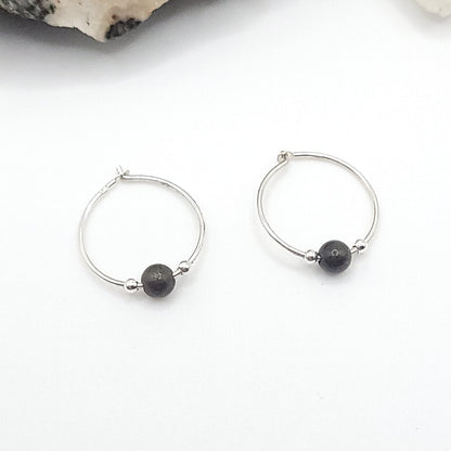 Pyrite Crystal Hoop Earrings in Sterling Silver