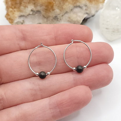 Pyrite Crystal Hoop Earrings in Sterling Silver
