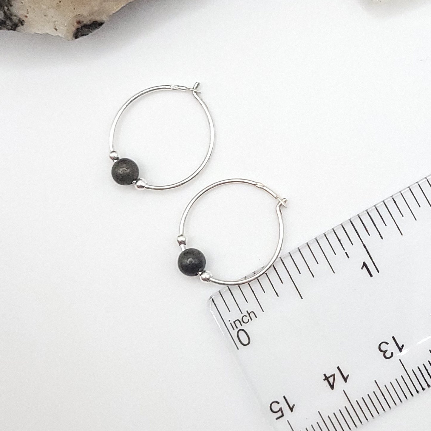 Pyrite Crystal Hoop Earrings in Sterling Silver