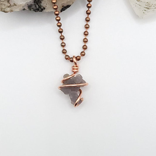 Raw Grape Agate Crystal Necklace in Copper